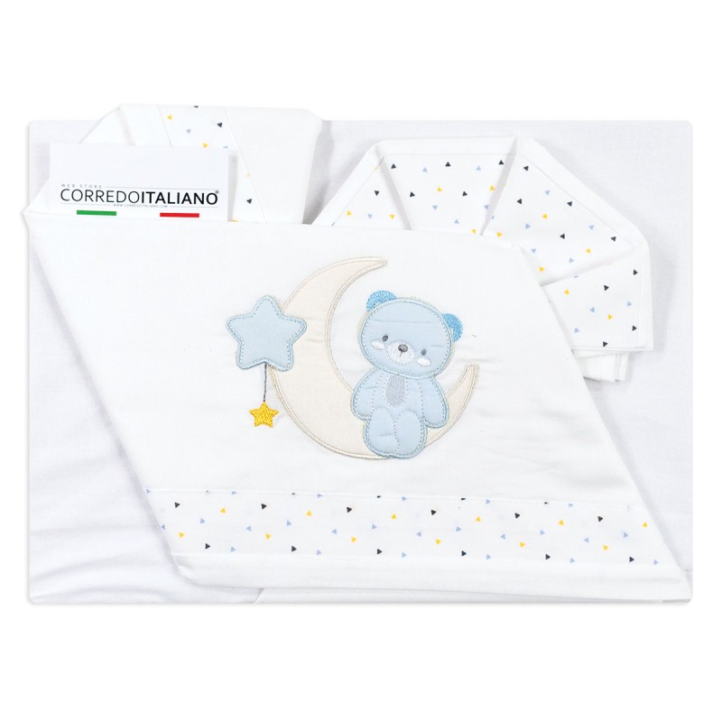Orsetto e stellina - Set lenzuola culletta e carrozzina Bruco Bruco EC2122 - Cielo Orsetto e stellina - Set lenzuola culletta e carrozzina Bruco Bruco EC2122 - Cielo