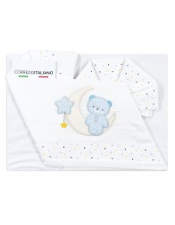 Orsetto e stellina - Set lenzuola culletta e carrozzina Bruco Bruco EC2122 - Cielo