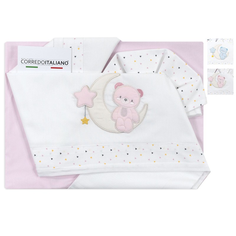Orsetto e stellina - Set lenzuola culletta e carrozzina Bruco Bruco EC2122