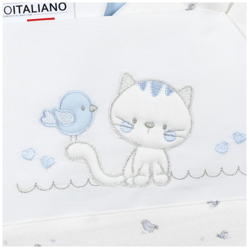 Micio e uccellino - lenzuola culletta e carrozzina Bruco Bruco Micio e uccellino - lenzuola culletta e carrozzina Bruco Bruco