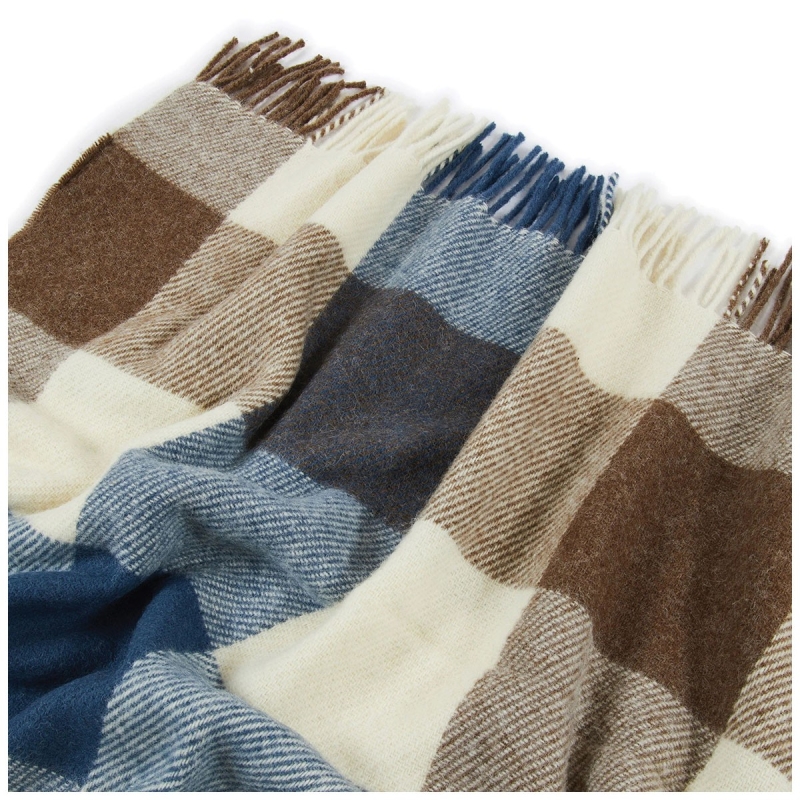 Adamello Check – Pure Wool Blanket - Avio