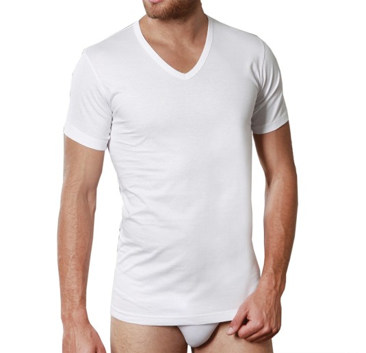 Set of 3 V-neck T-shirts in Filoscozia cotton Nottingham TV1702 2