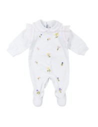 Baby girl onesie in cotton and San Gallo lace Teneri & Belli TTC356