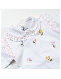 Baby girl onesie in cotton and San Gallo lace Teneri & Belli TTC356