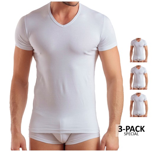 3 T-shirt pure cotton V-neck Enrico Coveri Underwear ET1101 2