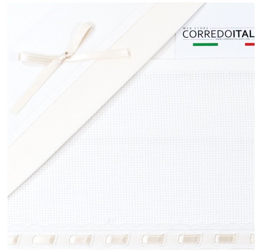 Cot crib Bedding Set with Embroiderable Aida Fabric 2
