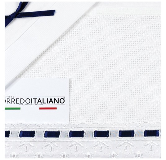 Set lenzuola per culla e carrozzina ricamabile CI1305SGBL 2