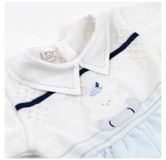 Tricot knit and piquet romper by L'orsetto 41103AZ 2