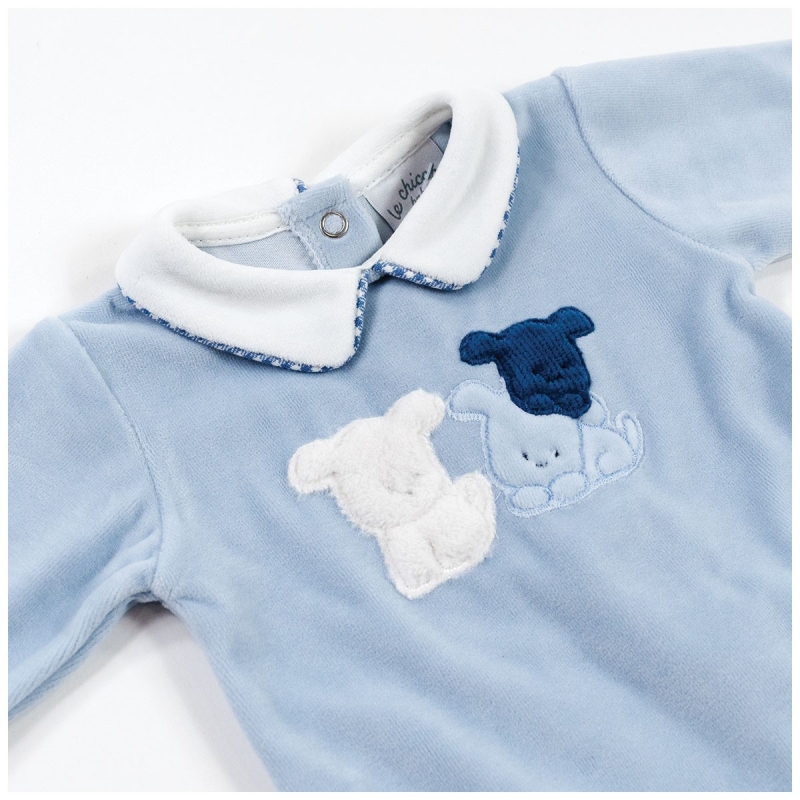 Chenille baby boy onesie with bear by Le Chicche | Corredoitaliano®