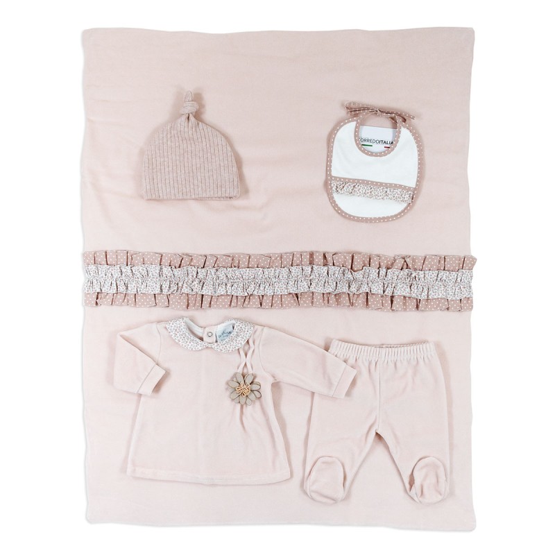 Velour Coming Home Set for Baby Girl by Le Chicche