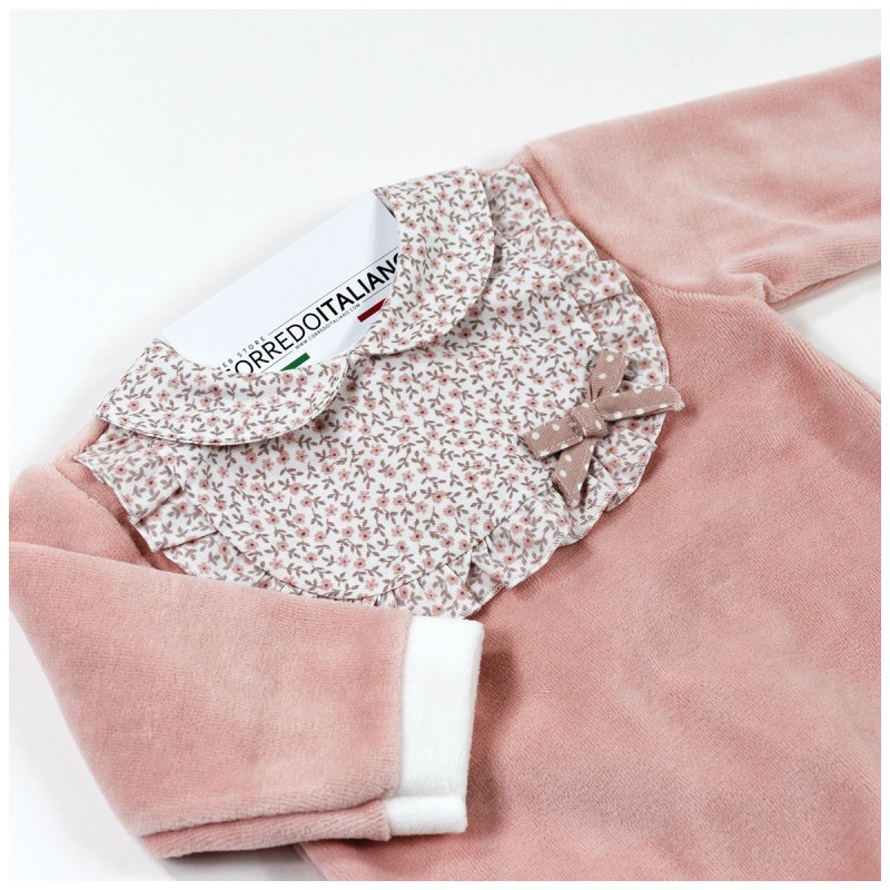 Chenille sleepsuit with floral detail... Chenille sleepsuit with floral detail...