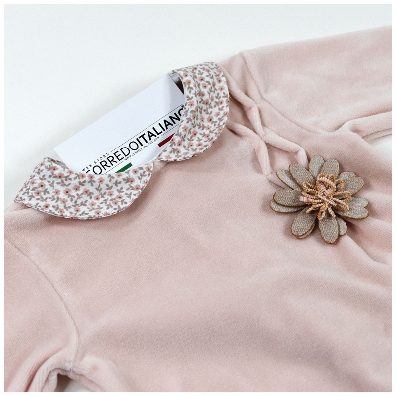 Velour baby girl outfit 2-piece with...