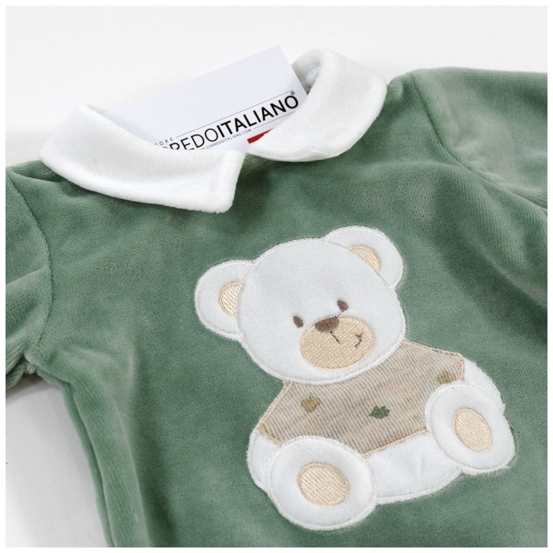 Velour romper with teddy bear by...