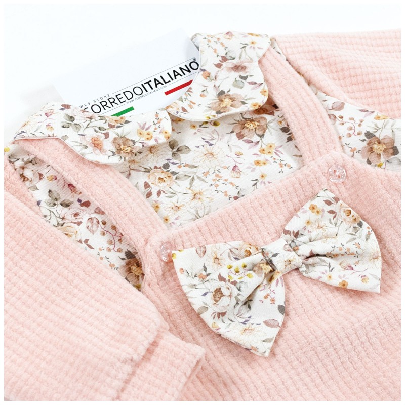 Velour romper with floral inserts by... Velour romper with floral inserts by...