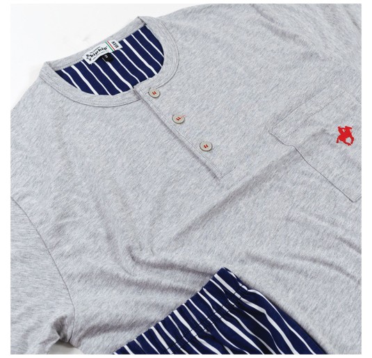 Short Cotton Pajamas with Serafino Crew Neck – Bip Bip 2