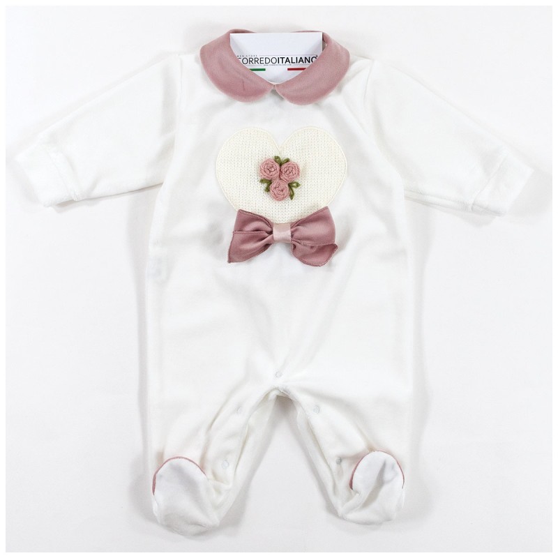 Chenille Romper with Heart and Little Roses – Teneri e Belli TT402