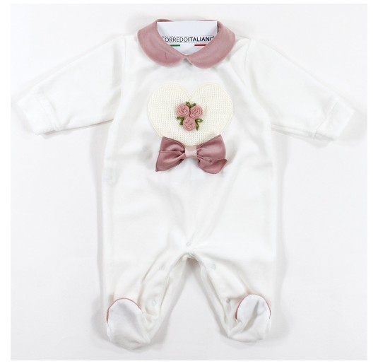 Set bauletto corredino neonata in ciniglia by Teneri & Belli SET402 2