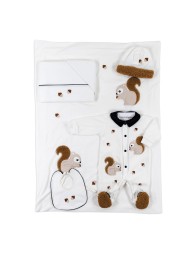 Set bauletto corredino neonato in ciniglia by Teneri & Belli SET405