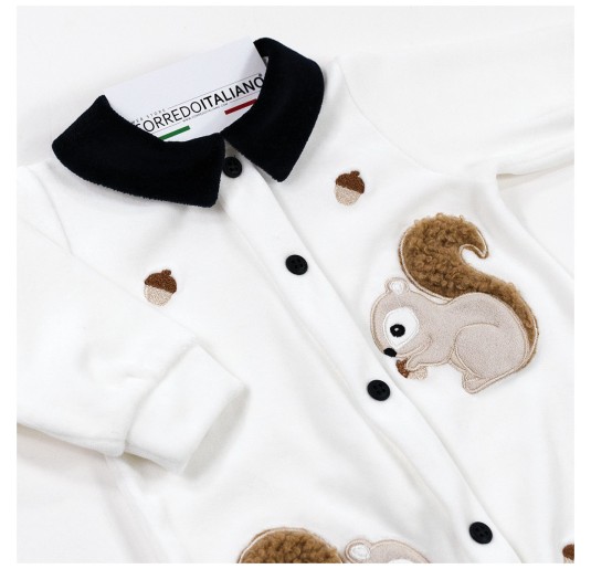 Velour Sleepsuit with Squirrels by Teneri & Belli TT405 2