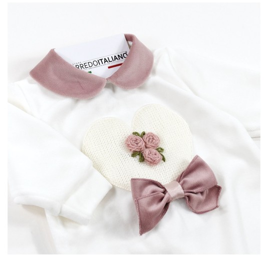 Chenille Romper with Heart and Little Roses – Teneri e... 2