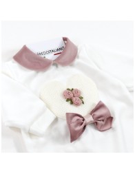 Chenille Romper with Heart and Little Roses – Teneri e Belli TT402
