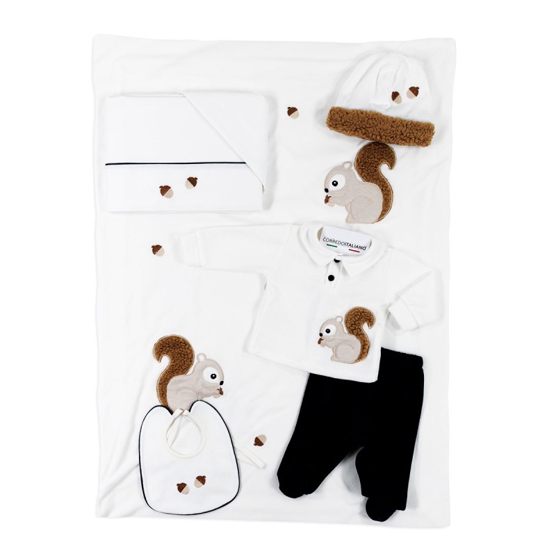 Set bauletto corredino neonato in ciniglia by Teneri & Belli SET405/B