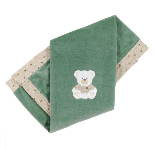 Chenille baby blanket with embroidered teddy Klaiadì K116KC