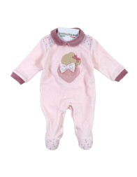 Tutina in ciniglia ricamata con orsetto e cuoricino Les Jolies LJ24415RR