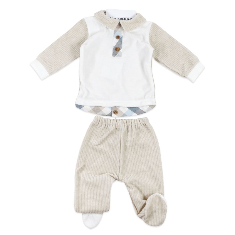 Completino 2 pezzi in ciniglia con colletto by Klaiadì K110CLC