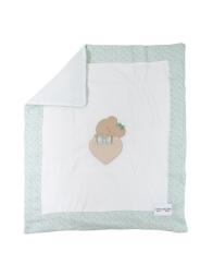 Copertina di ciniglia verde con orsetto e fiocco applicato Les Jolies LJ54115VV