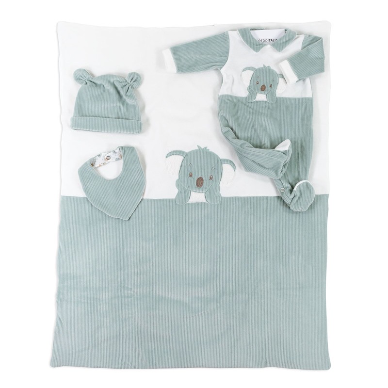 Set Corredino Neonato prima uscita in ciniglia "Koala" Le Chicche LCH7800A25
