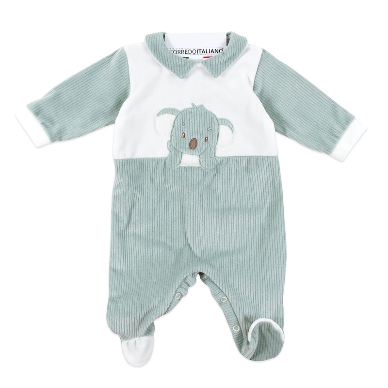 Velour Baby Sleepsuit with Koala – Le Chicche TU7810