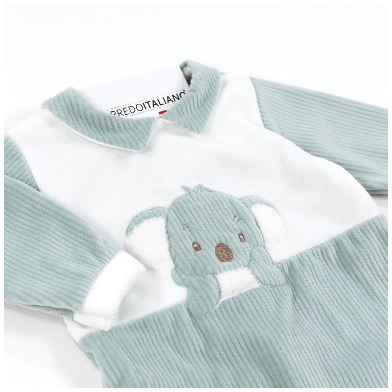 Velour Baby Sleepsuit with Koala – Le Chicche | Corredo  Italiano®