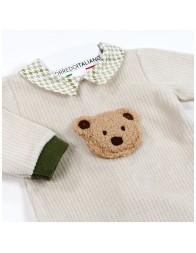 Chenille baby boy onesie with central bear | Corredoitaliano.com