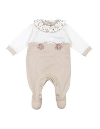 Warm Brushed Cotton Onesie with Ruffled Collar Le Chicche