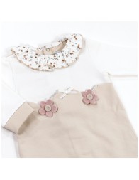 Warm Brushed Cotton Onesie with Ruffled Collar Le Chicche