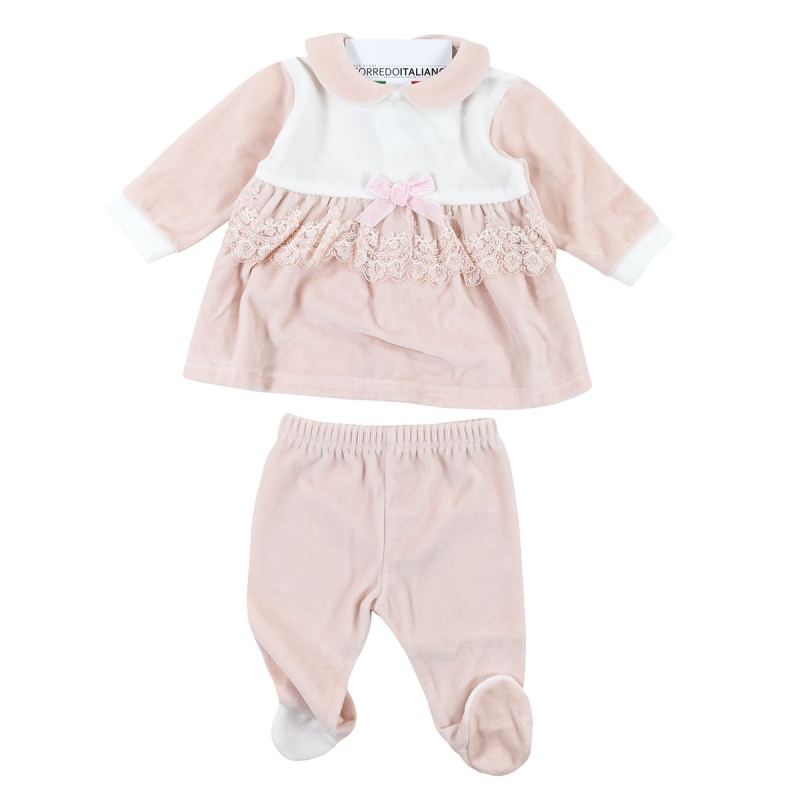 Velour baby girl outfit 2-piece with...
