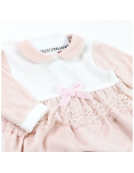 Velour baby girl outfit 2-piece with floral detail | Corredoitaliano