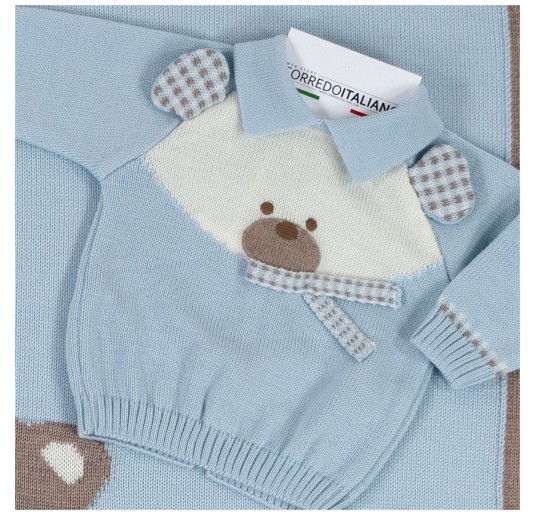 Newborn Boy Layette Set in Pure Wool - Stella IN81B 2