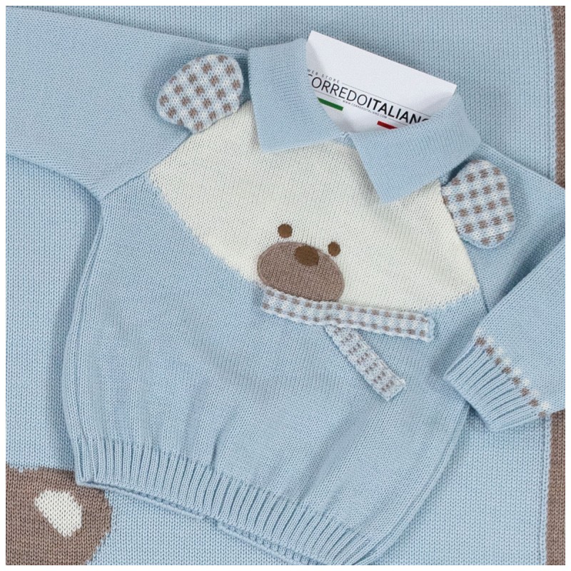 Newborn Boy Layette Set in Pure Wooi - Corredoitaliano® Newborn Boy Layette Set in Pure Wooi - Corredoitaliano®