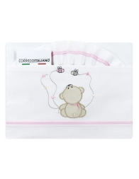 Cot bedding set with teddy bear and bees embroidery - DSL6037 - Dolci Sogni