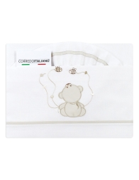 Set lenzuola per culla lettino con ricamo orsetto e Api - DSL6037 - Dolci Sogni
