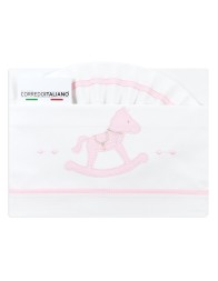 Cradle pram sheet set cotton - Dolci Sogni DSLC6020 - Pink