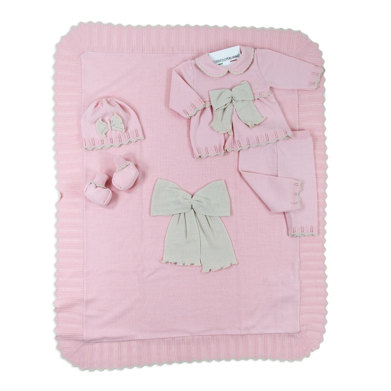 Newborn girl's first layette set in wool blend - Prime Emozioni 2133D