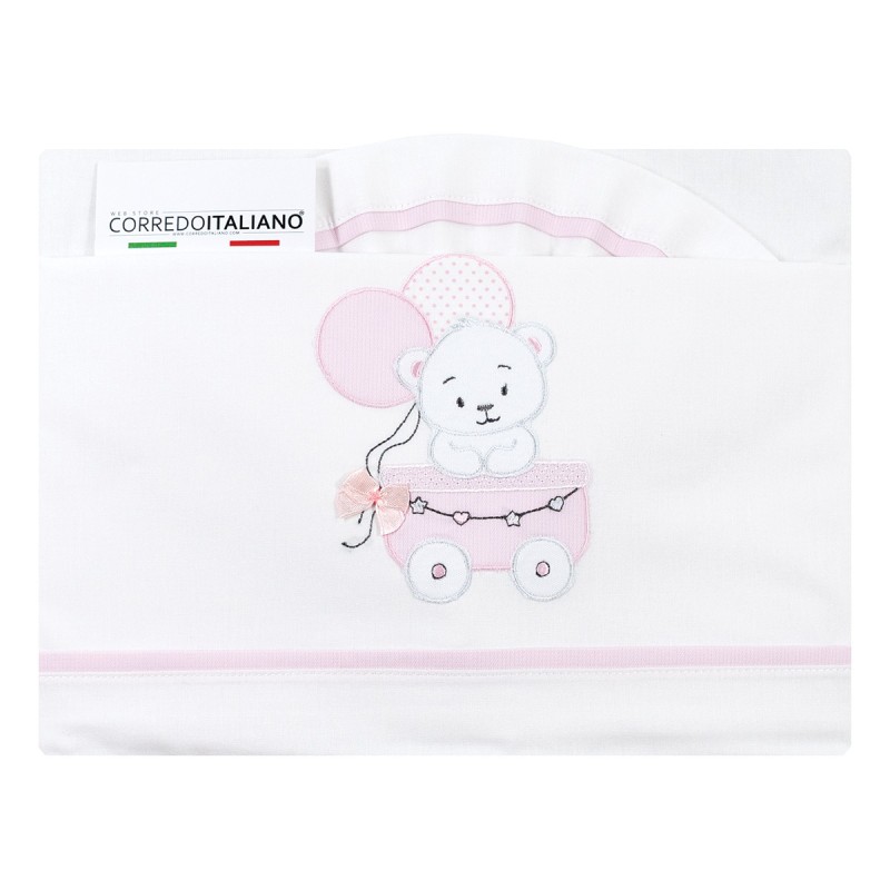 Cradle Pram sheet set cotton - Dolci Sogni - Pink Cradle Pram sheet set cotton - Dolci Sogni - Pink