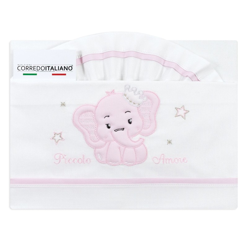 Cradle Pram sheet set cotton - Elephant Pink Cradle Pram sheet set cotton - Elephant Pink