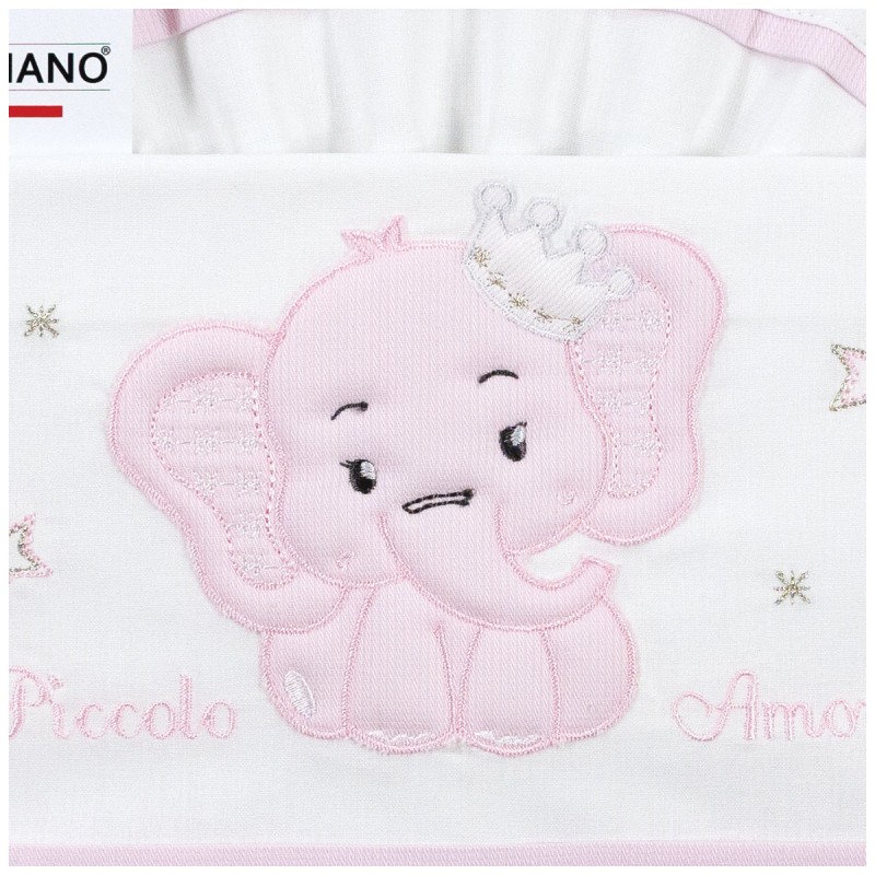 Cradle Pram sheet set cotton - Elephant Pink Cradle Pram sheet set cotton - Elephant Pink