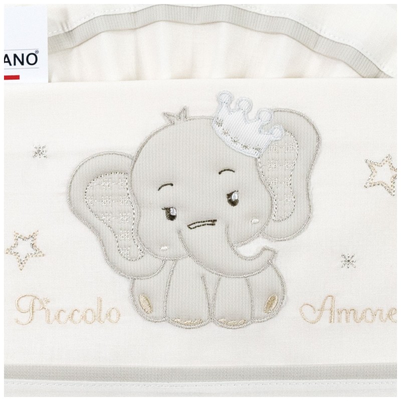 Cradle Pram sheet set cotton - Elephant Cream Cradle Pram sheet set cotton - Elephant Cream