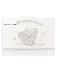 Cot bed sheet set cotton - Elephant Cream