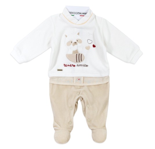 Tutina in ciniglia con orsetto lavatore - Mio Piccolo TU378BG 2